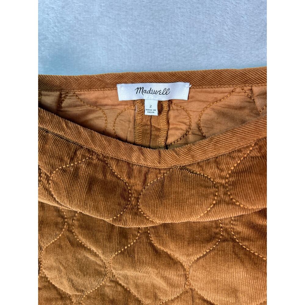Madewell Quilted Mini Skirt Brown Corduroy Button Wrap Size 2 - Picture 5 of 7